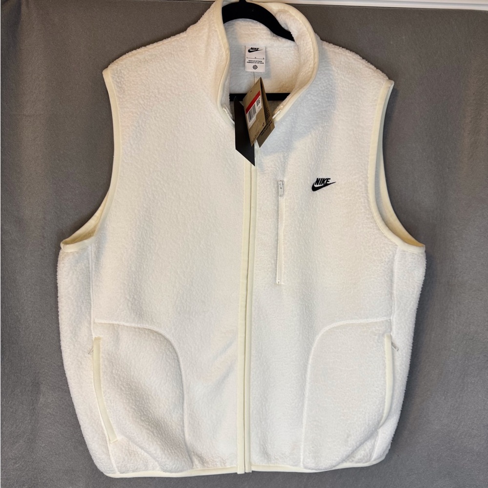 Nike White Sherpa Fleece Vest
